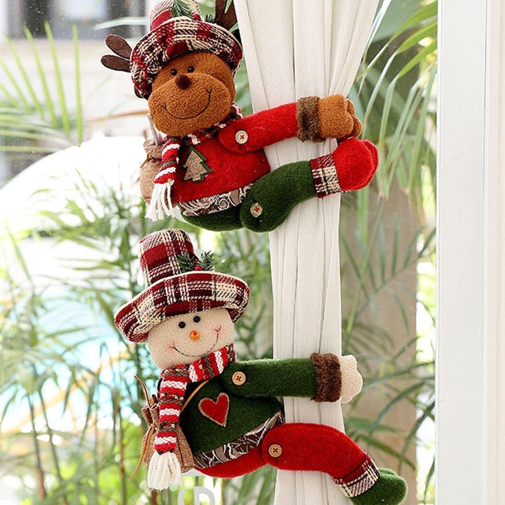 Hanging Doll Plush Doll Curtain Holder Santa Snowman Deer Curtain Decoration