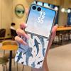 Whale Shark Print PU Leather Phone Case For Samsung Galaxy Z Flip7 FE Flip6 Flip 7 6 5 5G Silver Plating Frame Hard Back Cover