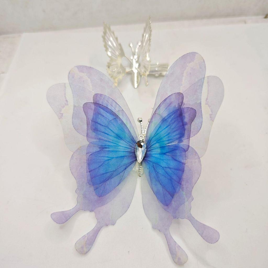 10CM 4-Layer Tulle Butterfly Hair Clip for Hats, Shoes & Clothing Accessories