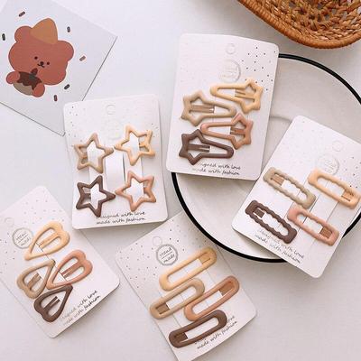 4pcs/bag Beige Barrettes for Kids Girl Fashion Lovely Milk Tea Color Hairclip for Children Girl Gift Hair Accessories
