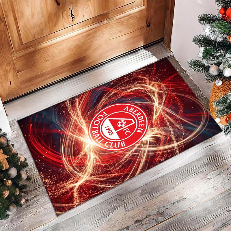 Aberdeen FC Soccer Football Pattern Soft Area Rug Non Slip Indoor Floor Carpet Sports Decor Mat for Bedroom
