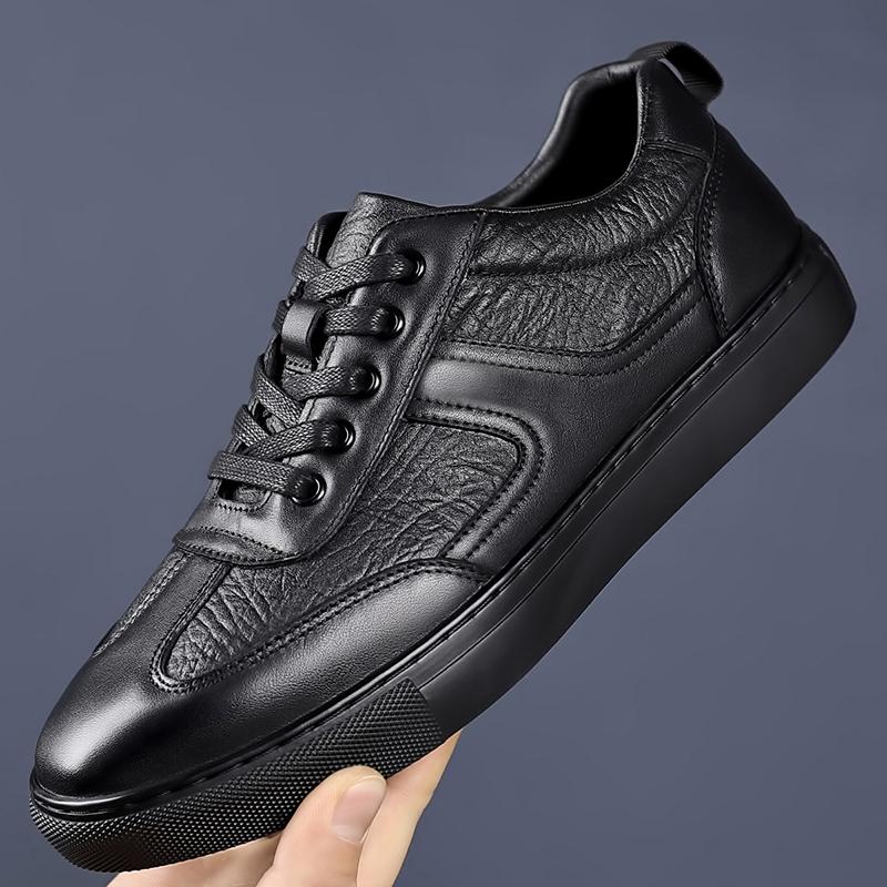 Fashion Versatile Men's Genuine Leather Shoes Black Walking Shoes Formal Business Shoe Comfortable All Day Wear Tenis Masculino Sneakers