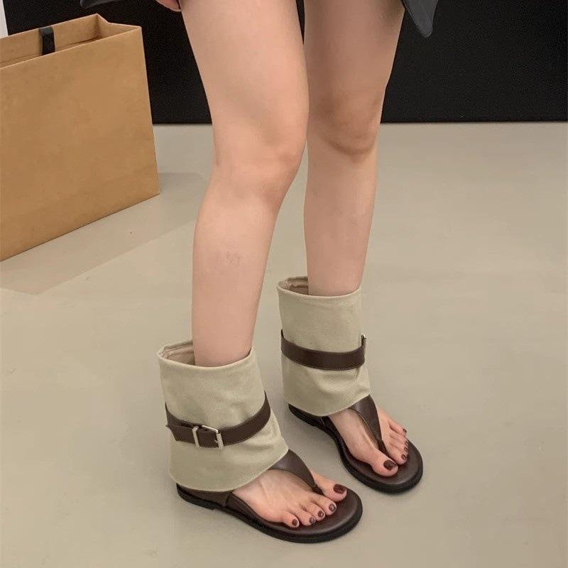 Inner heightening toe cool boots women's new summer trousers boots flip-flops pinch boots sandals short tube