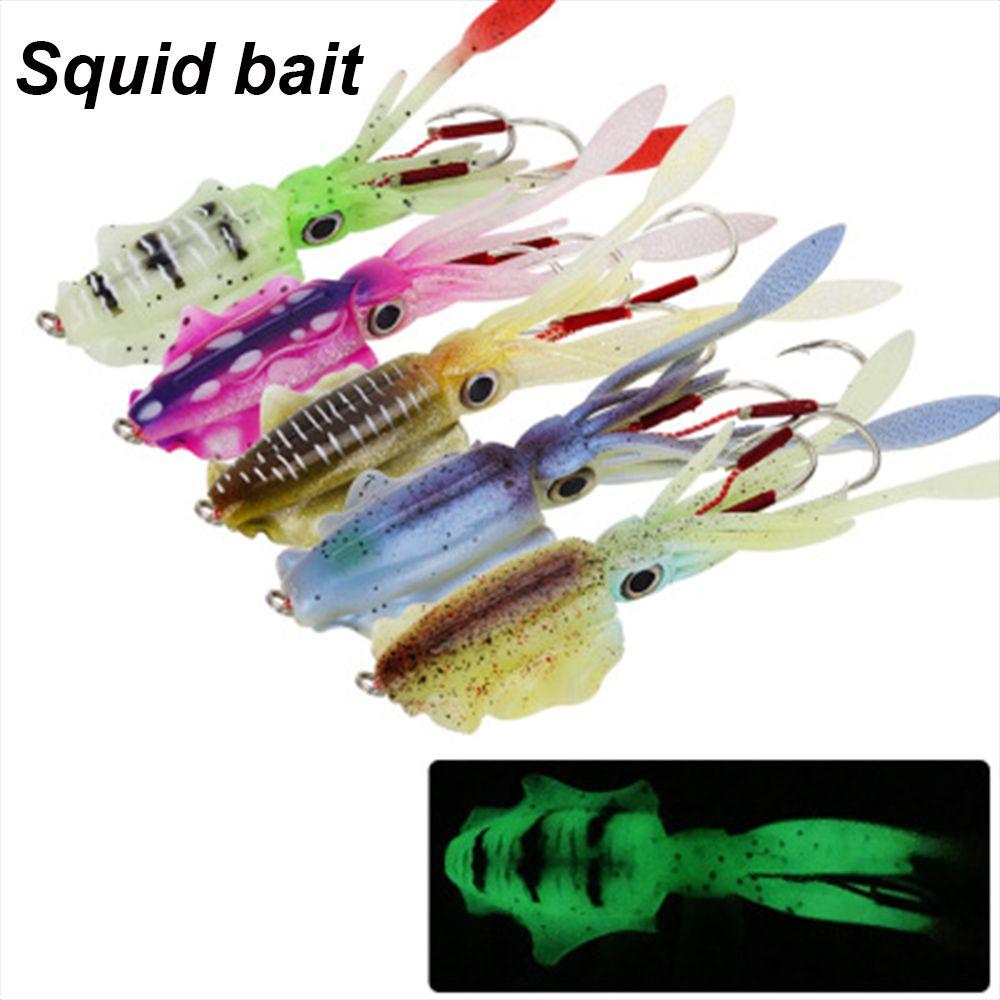Glow Squid Skirt Lure Saltwater Octopus Bait hook long tail Fishing Tackle Glow Squid Skirt Lure Saltwater Octopus Bait hook long tail Fishing Tackle
