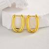 Vnox Fashion U-shape Hoop Earrings For Women, Gold Color Smooth Metal Luxury Rectangular Earrings, Female Jewelry Wholesale