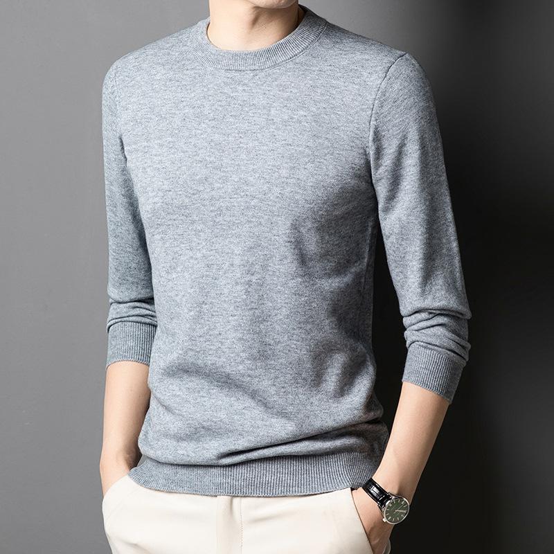 Spring and Autumn Men's Sweater Premium Sense Crew Neck Casual Versatile Business Men's Bottom T-Shirt