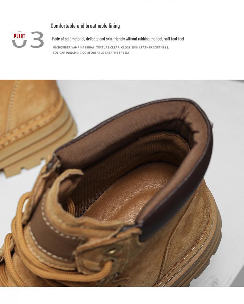 High-Quality Pigskin Martin Boots - Work Shoes, High-Top Cotton Design