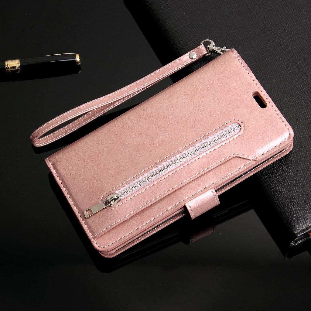 Multi-Function Leather Phone Case for iPhone 14, 13 Pro, Samsung S23U with Nine-Carat Zipper