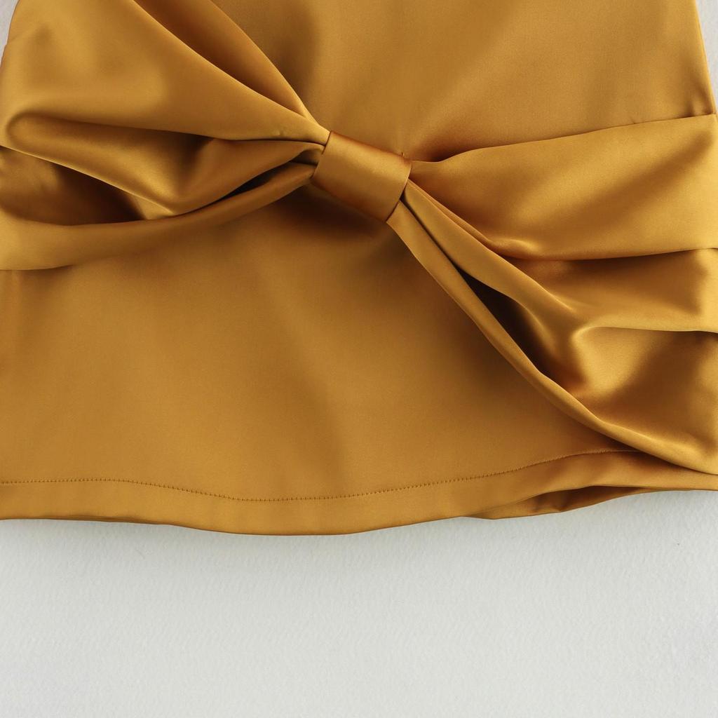 Spring 2025 Women's Fashion: Versatile Slimming High-Waisted Bow Midi Skirt