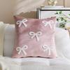 Cute Velvet Sofa Pillow Cover Luxury Decorative Cushion Cover Soft with Bow Embroidery Throw Pillowcover Bedroom