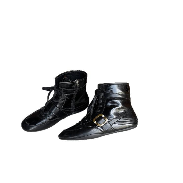 Höhenvergrößernde Boxstiefel Damen modische Schnürung runde Zehenpartie Plateau Maillardbraun Retro-Riemen mittelhohe Schaftweite kurze Stiefel