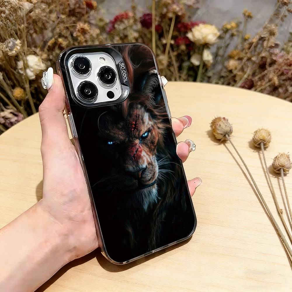 

Animal The Lion Phone Case For iPhone 17,16,15,14,13,12,11 Plus,Pro Max,XS,Colorful Silver Phone case Funda Cover iPhone14ProMax