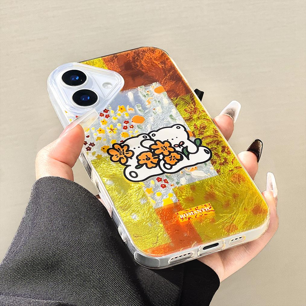 Painted Phone Case For iPhone 16 11 12 13 14 for 12 14 16 Pro 14 16 Pro Max Cute Pattern Glossy Hard Cover