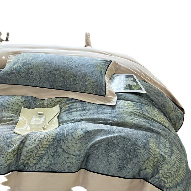 Class A Maternal And Infant Grade 100 Pcs Xinjiang Cotton Digital Printing 4Pcs Set Cotton Pure Cotton Splicing Tencel Cotton Bed Sheet Mattress