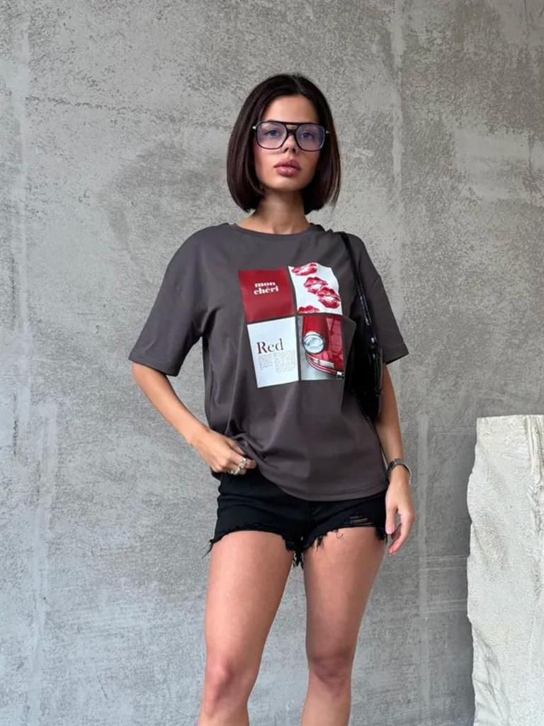 Women's Summer Casual Lazy Design Short Sleeve Letter Print T-Shirt