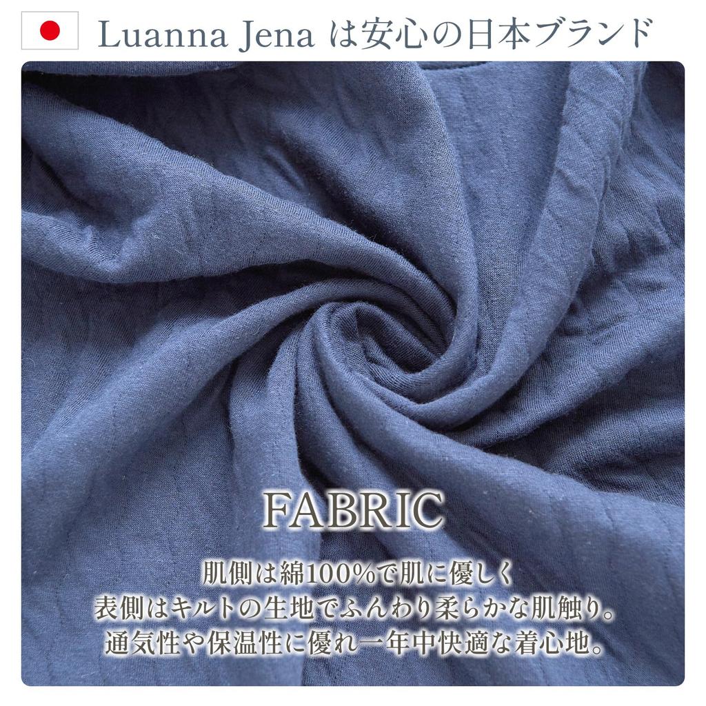 Luanna Jena Long Pajama Designed for a Comfortable Designed by Sleep QWHI01 Women's Sleepwear, 100% Cotton, Sleeve, Front-Opening Set, Sleep, Experts,