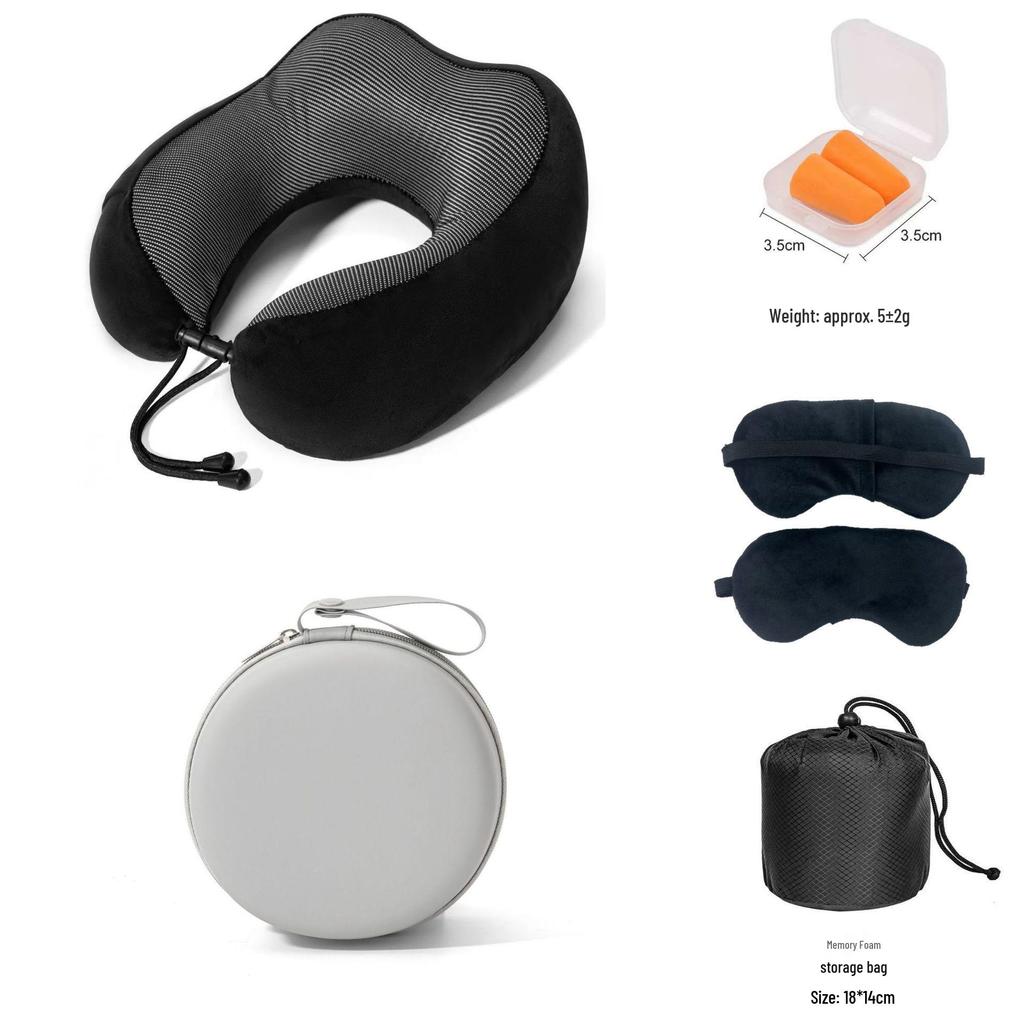 U-shaped Pillow Gift Set: Includes Eye Mask, Earplugs, Storage Bag. Customizable with Logo for Corporate Gifts.