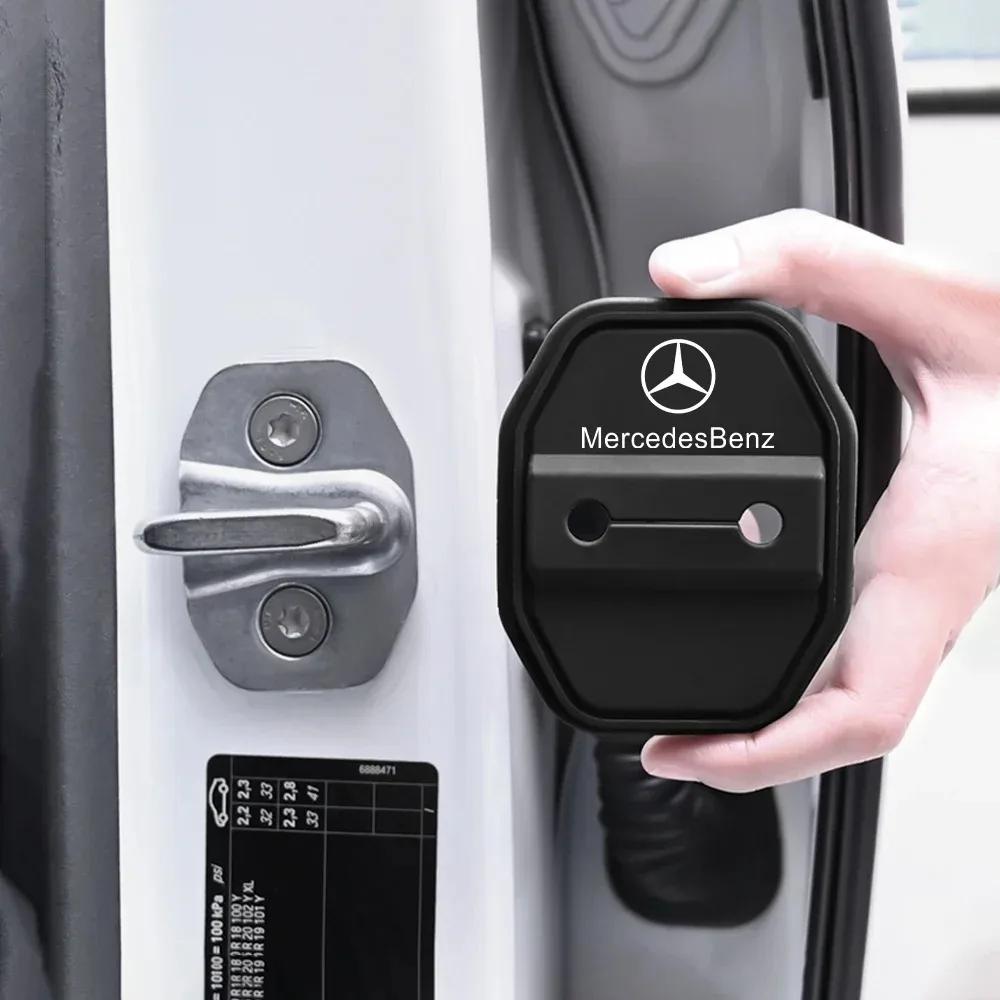 FRDN3 2/4PCS Silicone Car Interior Door Lock Cover Auto Door Latch Protective Sticker for Mercedes benz C E S CLC W204 W203 W124 W221