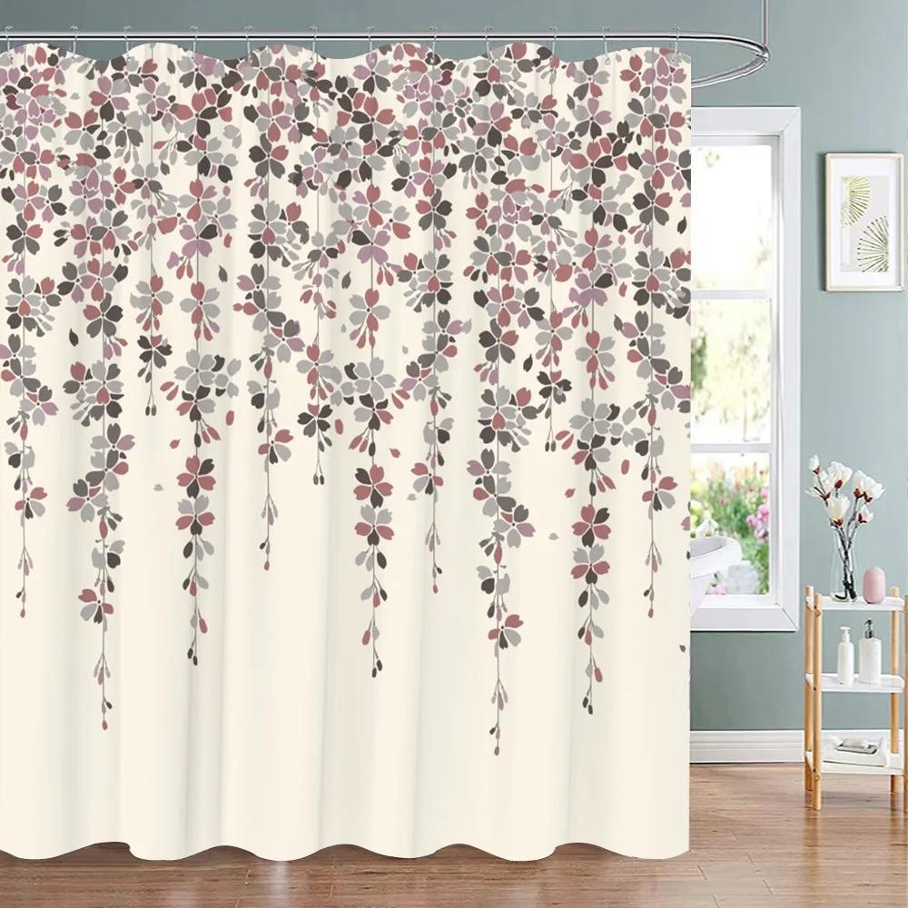 Green Eucalyptus Shower Curtain Watercolor Teal Plant Leaf Bathroom Shower Curtains Botanical Flower Floral Bathroom Decoration