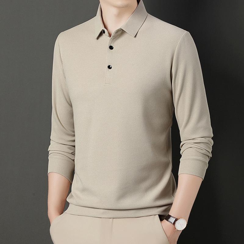 Men’s Waffle Knit Long Sleeve Polo Shirt
