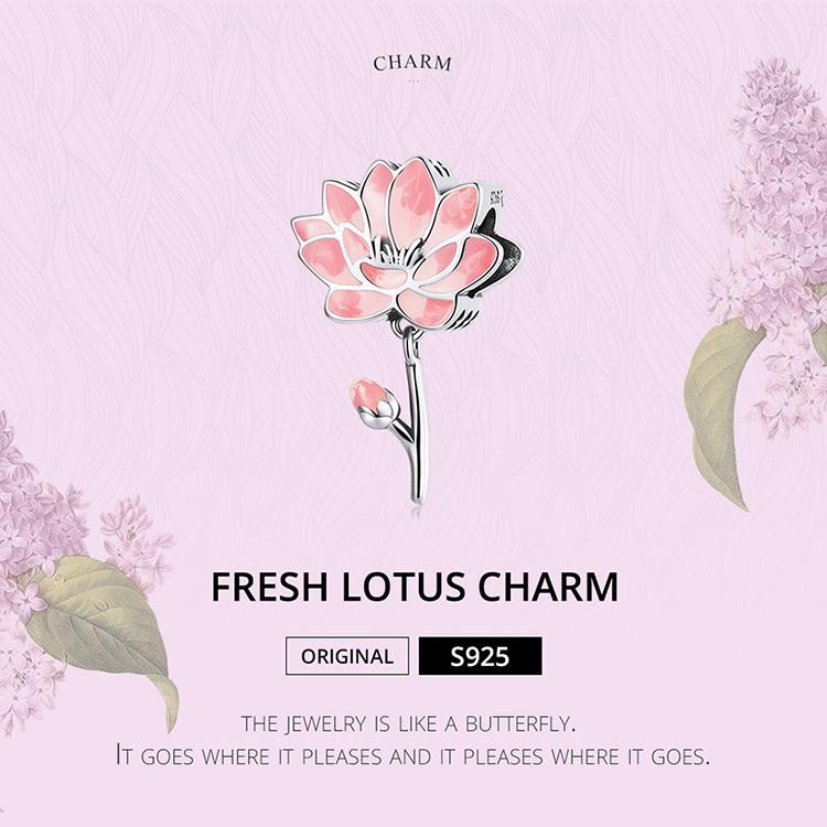 WOSTU Genuíno 925 prata esterlina fresco lótus charme caber cobra pulseira ou pulseira elegante flor contas fazendo jóias