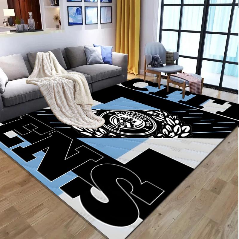 Manchester City FC Pattern Rug, Indoor/Outdoor Mat, for Picnic, Gameroom, Bedroom, Office, Living Room, Home Decor Carpet, Birthday Gift