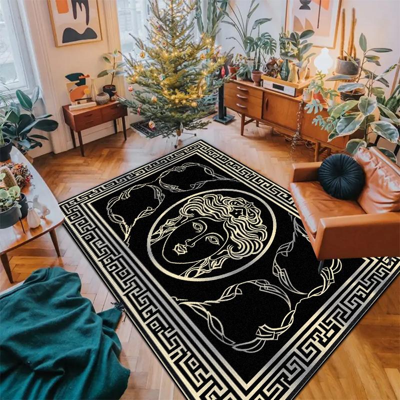 Nowoczesny Czarno-Biały Dywan do Dekoracji Salonu Luksusowe Dywany z Wyższej Półki Antypoślizgowy Dywanik Sypialniany Przyłóżkowy Zmywalna Mata Podłogowa na Korytarz