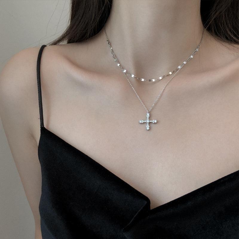 

Long non-fading cross necklace hip-hop men s trendy sweater chain niche design sweater chain women s design