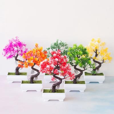Faux Bonsai Realistic Eye-catching Bright-colored Beautiful Potted Artificial Flower Household Supplies