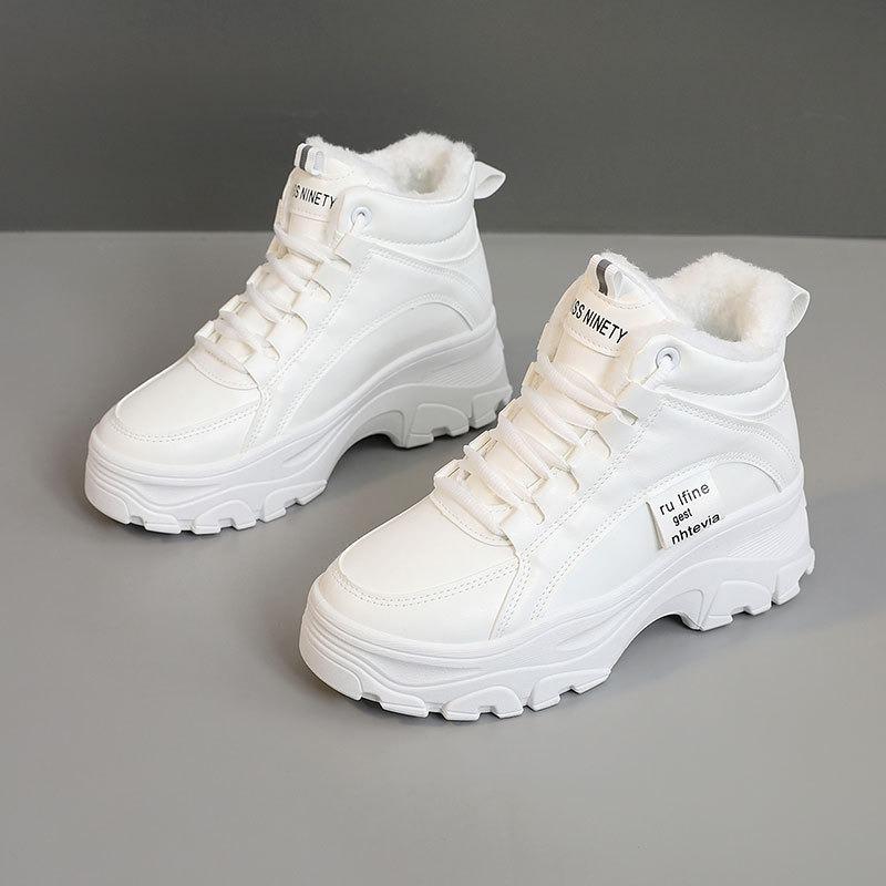 

A08 new breathable little white shoes autumn heightened thick-soled velvet Korean wear-resistant tide version college casual board shoes 40 білий