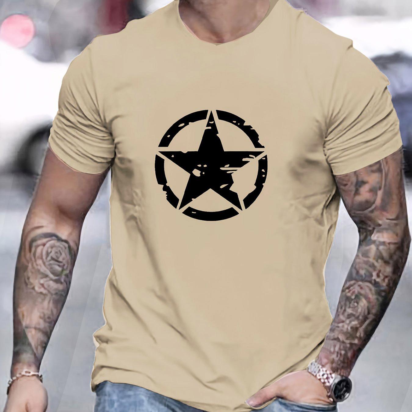

Летняя мужская футболка свободного покроя из 100% хлопка, удобная, свободного покроя, с принтом логотипа в виде звезды, с круглым вырезом и короткими рукавами M