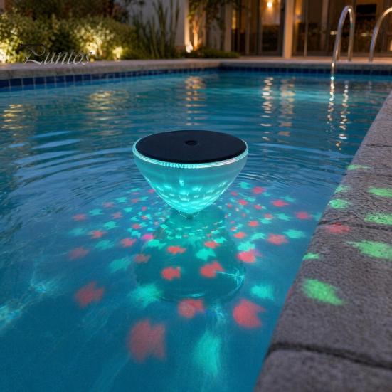 Solar Fish Projection Light Floating Light, with Dynamic Projection, Color-Changing LED Pool Outdoor Decoration Waterproof for Swimming Pools