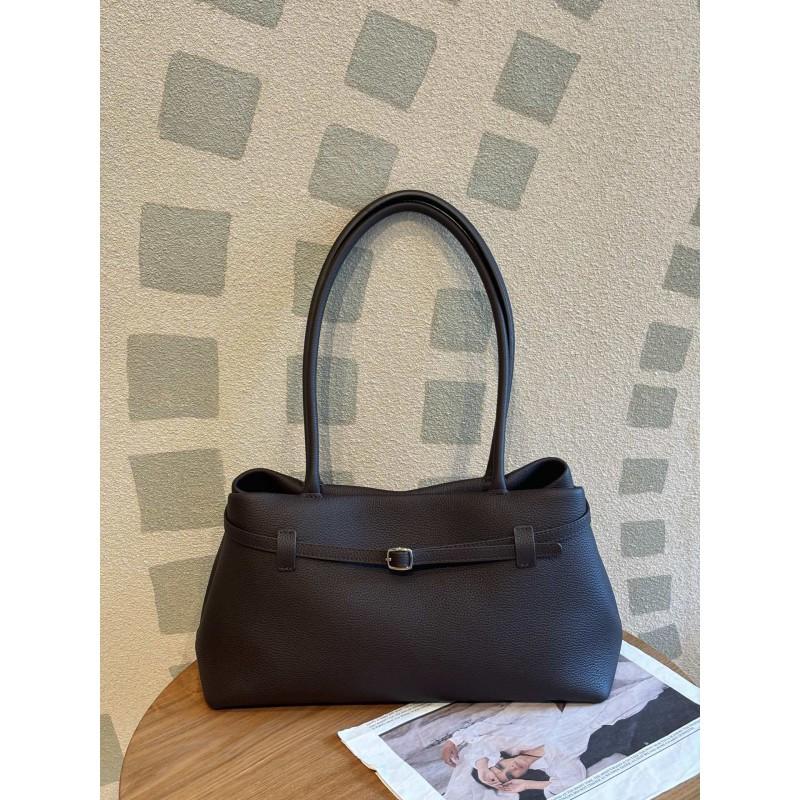 Genuine Leather Tote Bag With Lock Large Capacity Work Commuter Shoulder Women