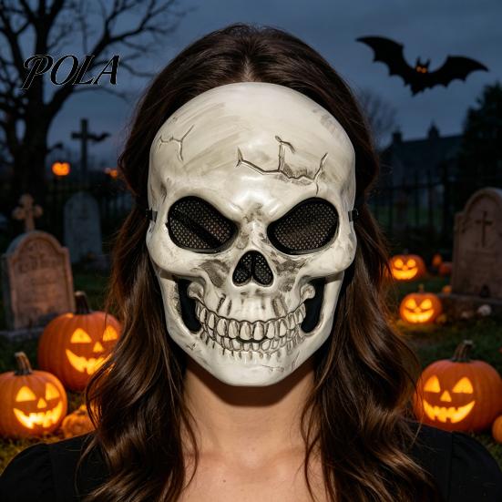 Halloween Mask for Adults Full Face Skull Mask, Spooky Cosplay Prop Haunted Breathable Nose Design House, Horror Party Costume Accessory, Trick