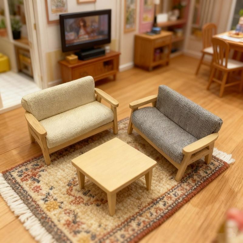 Dollhouses Loveseat Single Sofa Couch Handcrafted Miniature Decors For DIY Toy House Accessories