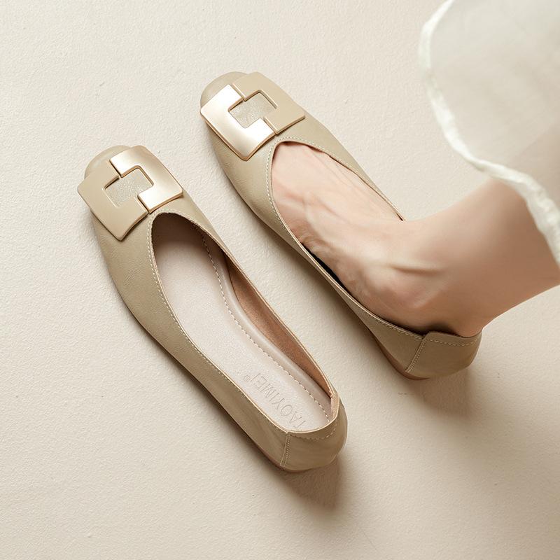 Fashion New Comfortable Breathable Square Head Women's Shoes Shallow Mouth Fashionable Versatile Flats Elegant Minimalist Women Shoes