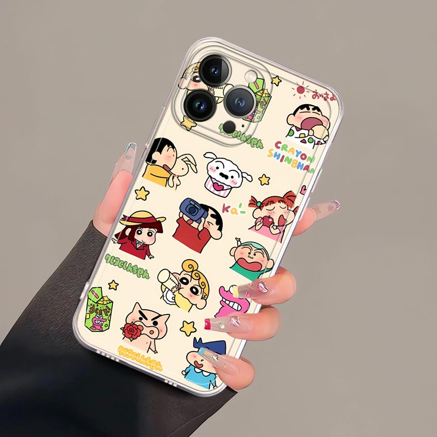 Cute Crayons Shinchans Case for iPhone 17 Pro Max Air 15 XR 13 Pro 14 Plus 12 Mini 11 16 XS Max 7 8 Soft Phone Cover