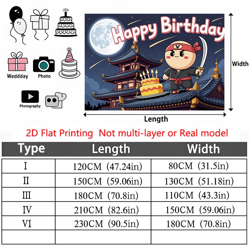Party Backdrop Flat Ninja Pagoda Events Celebration Photo Booth Birthday Party Decor