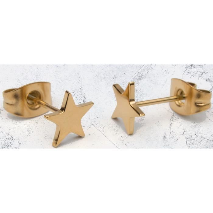 Boucles d'oreilles - Suck UK - Étoiles - Acier inoxydable - Doré - Clou/Puce