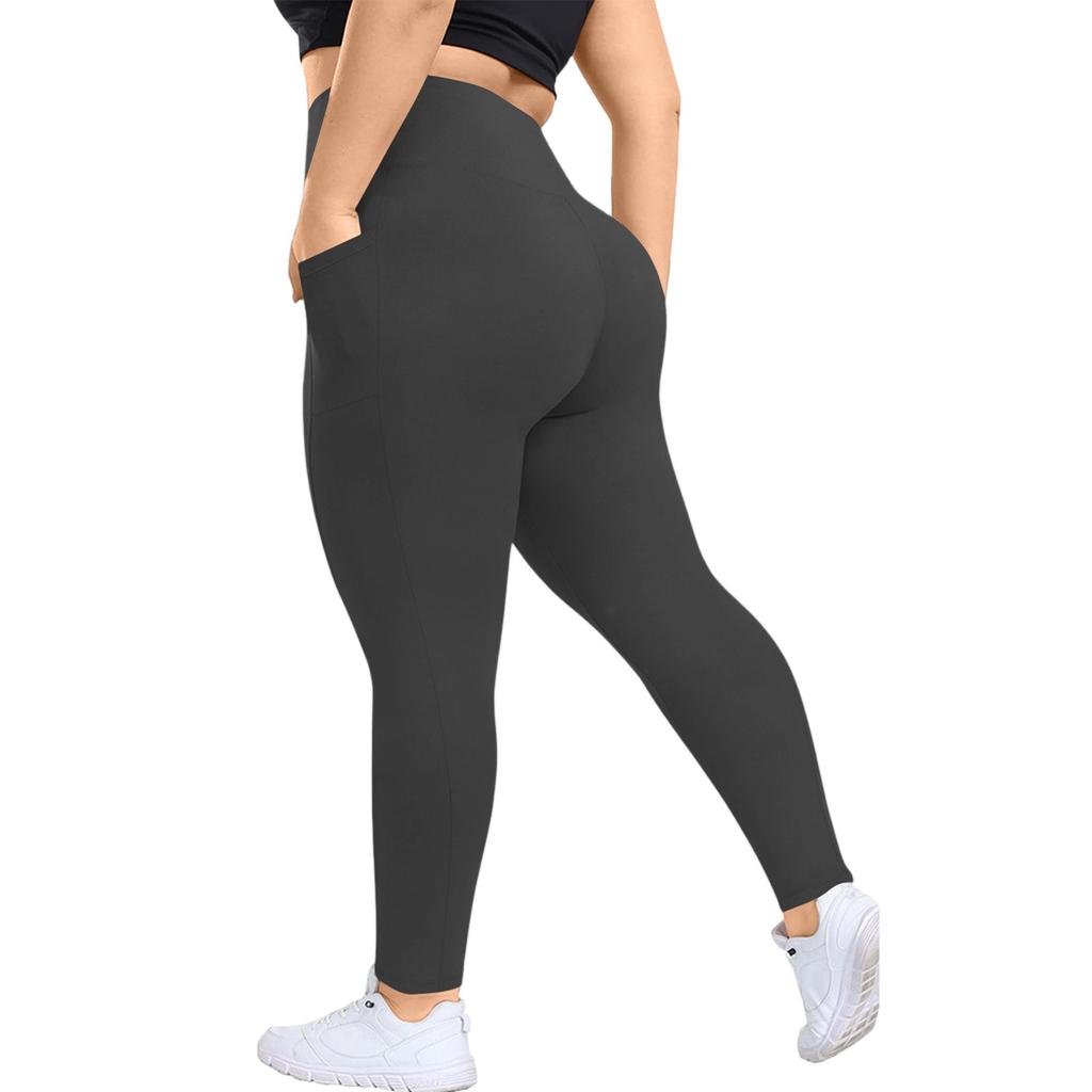 Women Workout Out Pocket Leggings Fitness Plus-size Sports Running Yoga Trousers