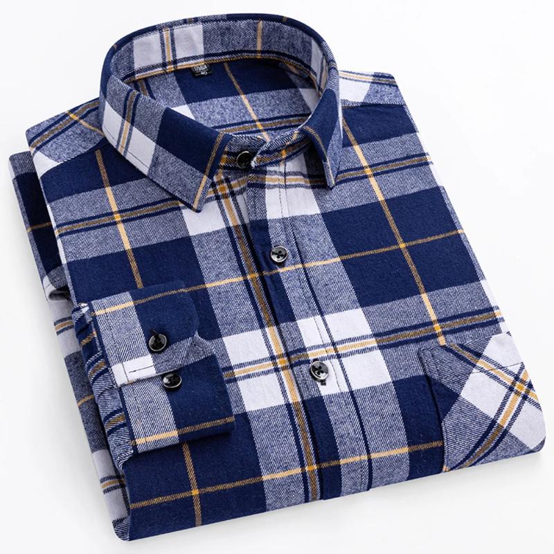 Plus Oversize 8xl Men's Flannel Shirts Men Long Sleeve Casual Comfortable Men's Plaid Shirt 100 Cotton Big Size Single Pocket
