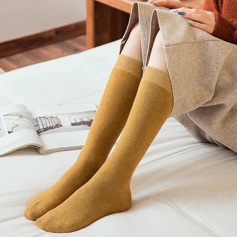 Socks Women'S Winter Warm Long Stockings Thick Thermal Cotton Terry Solid Harajuku Breathable Thicken Casual Knee High Socks