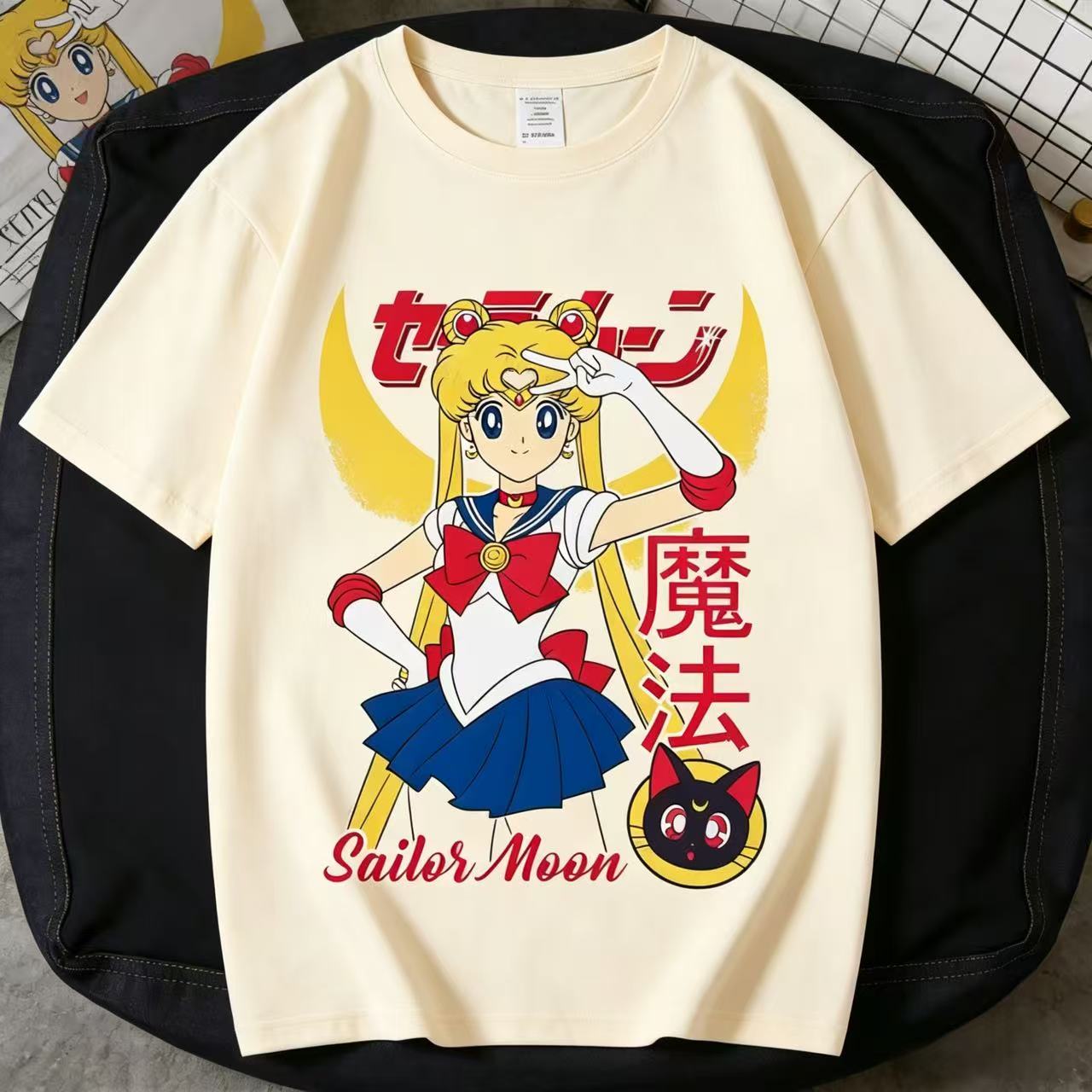 

Summer 2026Sailor Moon Hare Sailor Moon Theme Retro Sweet Cool 100 Cotton Printed Loose Tshirt for Unisex and Women Parent Tops 4XL