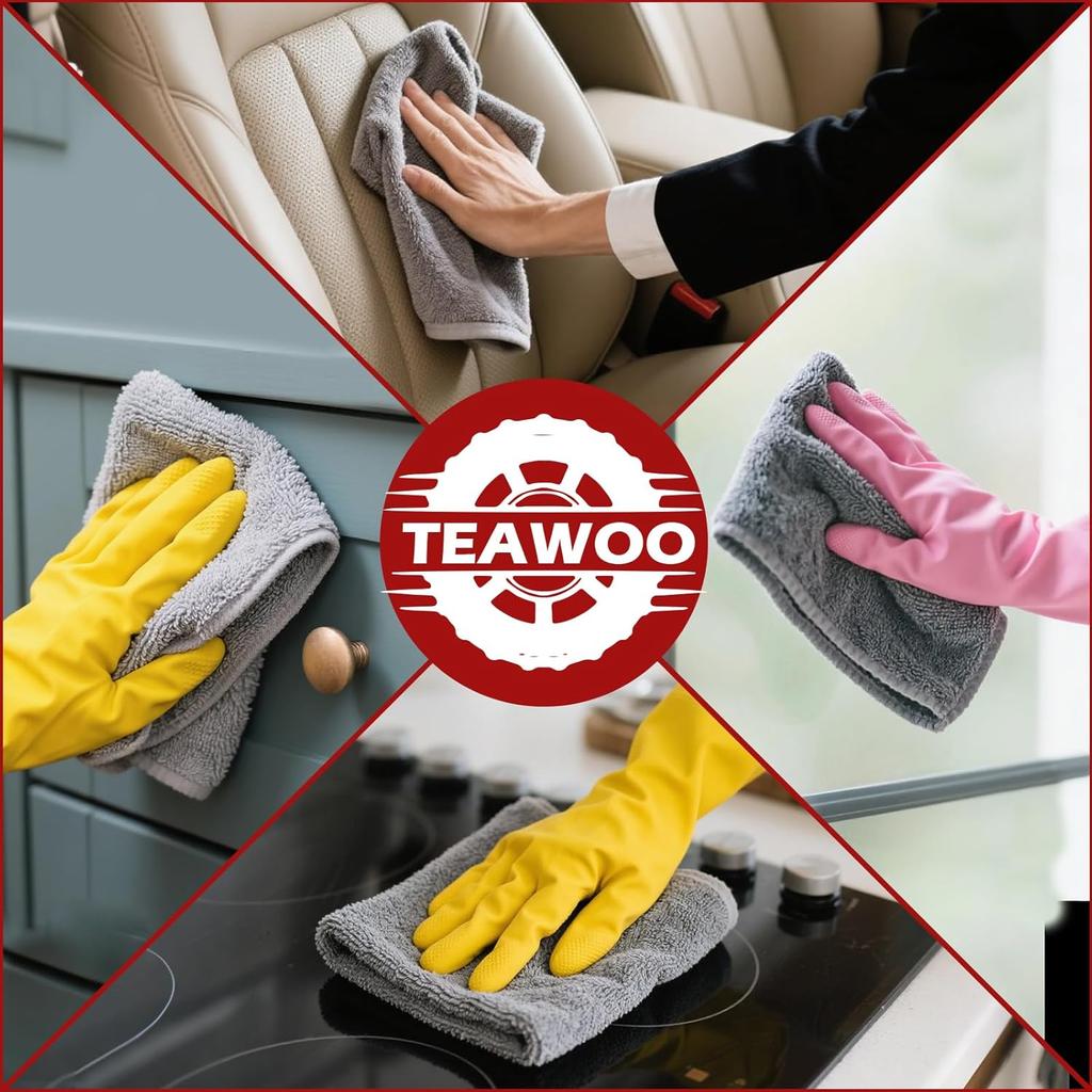 Microfiber Cleaning Cloths Bulk-18 Pack, Gray Microfiber Towels For Cars, Ultra Absorbent Microfiber Towel Weave Grime & Liquid For Streak-Free