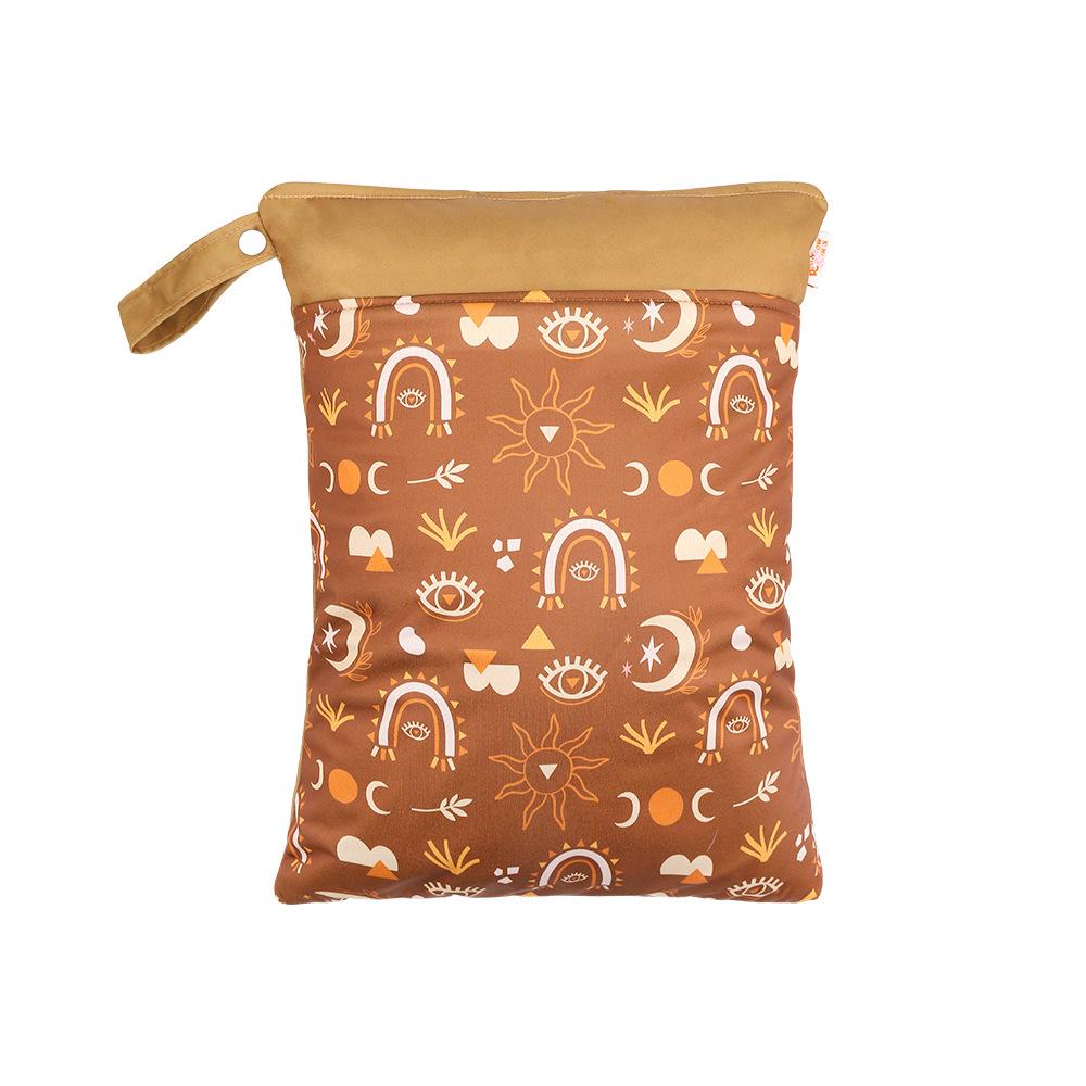 Waterproof Reusable Cloth Bag with Zipper Pocket and Handle - Fashionable Sun Burst Design, Suitable for Beaches, Swimming Pools, Gyms, Yoga