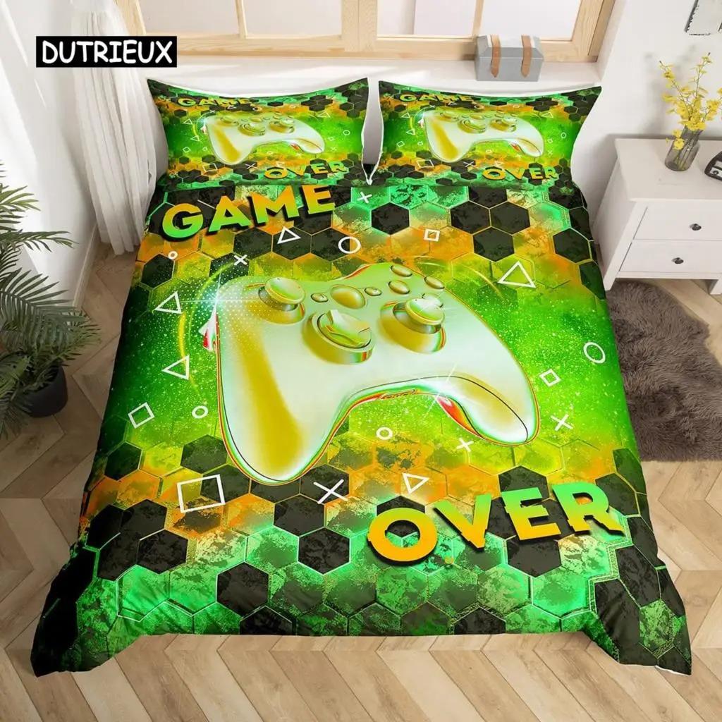Gamepad Bettbezug Set Mikrofaser Gamer Spieler Gaming Joystick Bettdeckenbezug Queen Size Kinder Jungen Video Bettwäsche Set