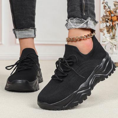 Fashion Chunky Shoes Platform Sneakers for Women Knitted Men's Casual Sports Shoes Breathable Trainers Elastic Slip-on Shoes