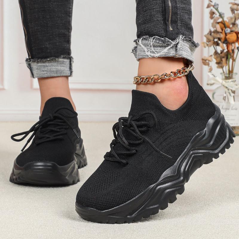 Fashion Chunky Shoes Platform Sneakers for Women Knitted Men's Casual Sports Shoes Breathable Trainers Elastic Slip-on Shoes
