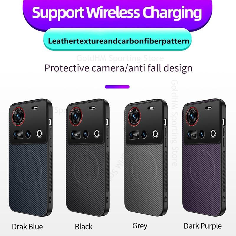 Carbon Fiber Wireless Charging Phone Case For ZTE Nubia Z70 Ultra Soft Bumper Phone Cover Magnetic Fundas Cover For ZTE Nubia Z70 Ultra Coque Shell