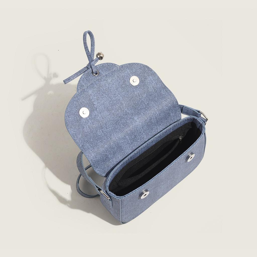 Women's Bag Niche Design Bowknot New Denim Small Square Bag Single Shoulder Fashion Trend Crossbody Bag